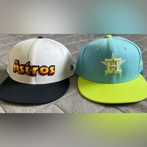 Houston Astros New Era 9Fifty SnapBack Hat Adjustable Cap H Town MLB Lot of 2